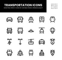 Transportation icons set in 32 x 32 pixel perfect with editable stroke vector