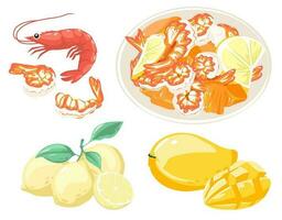 Shrimp and mango salad vector element