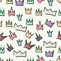 Seamless pattern of hand drawn different variations of crowns vector