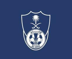 Al Ahli Club Logo Symbol White Saudi Arabia Football Abstract Design Vector Illustration With Blue Background