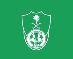 Al Ahli Club Logo Symbol White Saudi Arabia Football Abstract Design Vector Illustration With Green Background