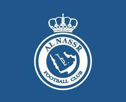 Al Nassr Club Logo Symbol White Saudi Arabia Football Abstract Design Vector Illustration With Blue Background