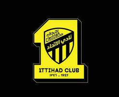 Al Ittihad Club Logo Symbol Saudi Arabia Football Abstract Design Vector Illustration With Black Background