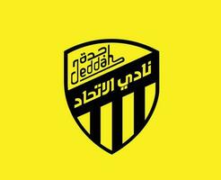 Alabama ittihad club símbolo logo negro saudi arabia fútbol americano resumen diseño vector ilustración con amarillo antecedentes