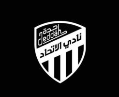Al Ittihad Club Symbol Logo White Saudi Arabia Football Abstract Design Vector Illustration With Black Background