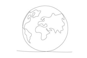 planet Earth. Single continuous line round global map geography graphic icon. Simple one line draw doodle for education concept. Isolated vector illustration minimalist design.