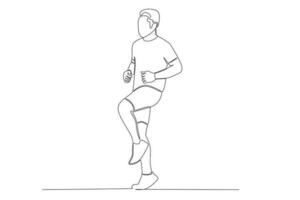 Vector continuous line drawing of a man doing running sport vector illustration premium vector