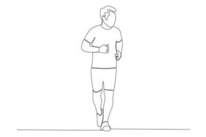 Vector continuous line drawing of a man doing running sport vector illustration premium vector