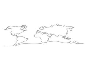 político mapa de el mundo. continuo uno línea dibujo de mundo atlas minimalista vector ilustración diseño. sencillo línea moderno gráfico estilo. mano dibujado gráfico concepto para educación