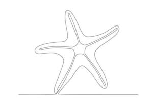 One continuous line drawing of cute starfish. Sea star creature mascot concept. Modern single line draw design vector illustration