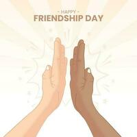 Square friendship day background with high-five hands vector