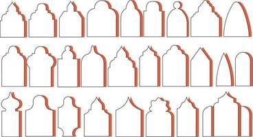 islámico siluetas Arábica puerta vector colocar. marcos en musulmán diseño para Ramadán kareem
