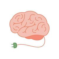 cerebro y poder cable. el concepto de recarga el cerebro, energía, fortaleza. vector ilustración aislado en blanco antecedentes.