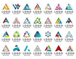 conjunto de resumen triángulo logo vector icono, resumen triángulo logo y conexión aplicación icono para moderno aplicación logo diseño vector eps 10