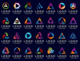 collection of abstract triangle logo vector icon, abstract triangle logo and app icon for modern app logo design