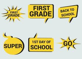 Lettering back school, go, goal, football, super, hey. Set comics book balloon. Bubble speech phrase. Cartoon exclusive font label tag expression. Comic text sound effects. vector