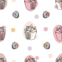 Hand drawn cupcakes seamless pattern. Vector