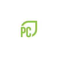 Letter PC logo grows, develops, natural, organic, simple, financial logo suitable for your company. vector