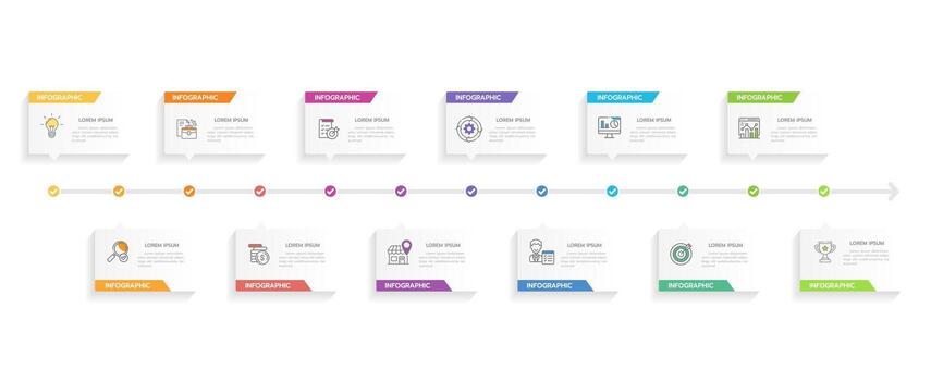 Infographic template for business. 12 Months modern Timeline diagram calendar with Gantt chart, presentation vector infographic.