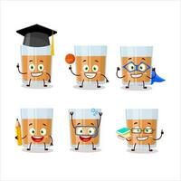 School student of glass of chocolates cartoon character with various expressions vector