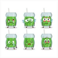 Avocado juice cartoon character with sad expression vector