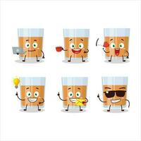 vaso de chocolates dibujos animados personaje con varios tipos de negocio emoticones vector