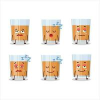 Cartoon character of glass of chocolates with sleepy expression vector