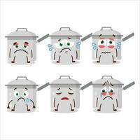 Sauce pan cartoon character with sad expression vector