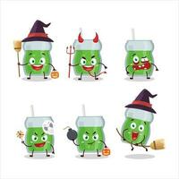 Halloween expression emoticons with cartoon character of avocado juice vector