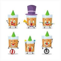 Cartoon character of glass of chocolates with various circus shows vector