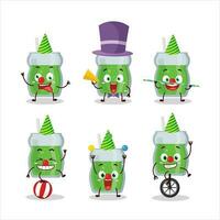 Cartoon character of avocado juice with various circus shows vector