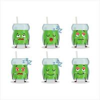 Cartoon character of avocado juice with sleepy expression vector