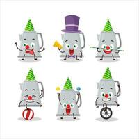 Cartoon character of electric kettle with various circus shows vector