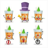 Cartoon character of papaya juice with various circus shows vector