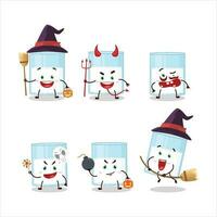 Halloween expression emoticons with cartoon character of glass of milk vector