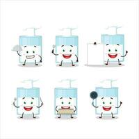 Cartoon character of glass of milk with various chef emoticons vector