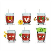 manzana jugo dibujos animados personaje con linda emoticon traer dinero vector