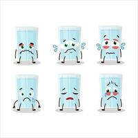 vaso de agua dibujos animados personaje con triste expresión vector