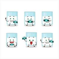 Photographer profession emoticon with glass of milk cartoon character vector