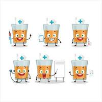 médico profesión emoticon con papaya jugo dibujos animados personaje vector