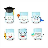 School student of glass of milk cartoon character with various expressions vector