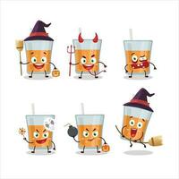 Halloween expression emoticons with cartoon character of papaya juice vector