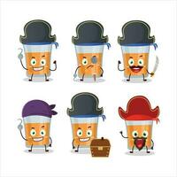 dibujos animados personaje de papaya jugo con varios piratas emoticones vector