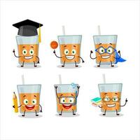 School student of papaya juice cartoon character with various expressions vector