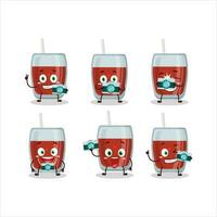 Photographer profession emoticon with apple juice cartoon character vector