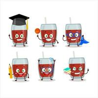 School student of apple juice cartoon character with various expressions vector