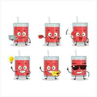 Watermelon Juice cartoon character with various types of business emoticons vector