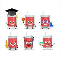 School student of watermelon juice cartoon character with various expressions vector