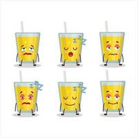 Cartoon character of banana juice with sleepy expression vector