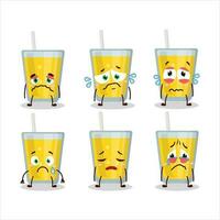 Banana juice cartoon character with sad expression vector